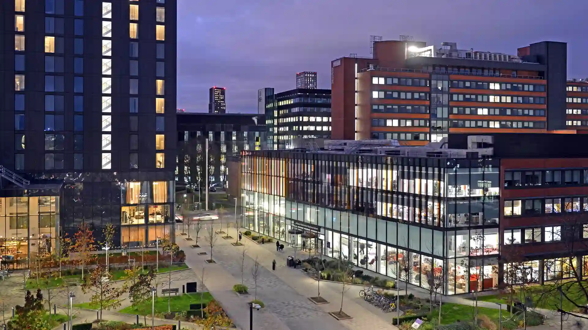 Manchester Business School architectural photography with clean exterior detail